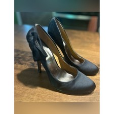 Badgley Mischka Satin Bow Pumps