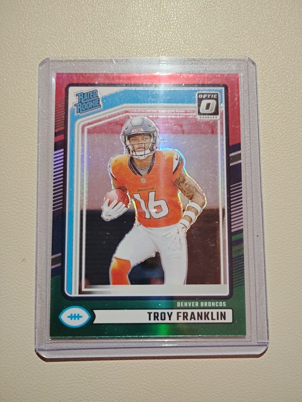 2024 Panini Donruss -  Troy Franklin #338 Optic Preview Red & Green Prizm (RC)