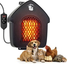 600W Dog House Heater with Shermostat, Wall Mount, 10ft Anti Bite Cord