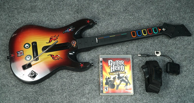 Guitar Hero World Tour PC PS3 Dongle Guitarra Bundle - Peças e