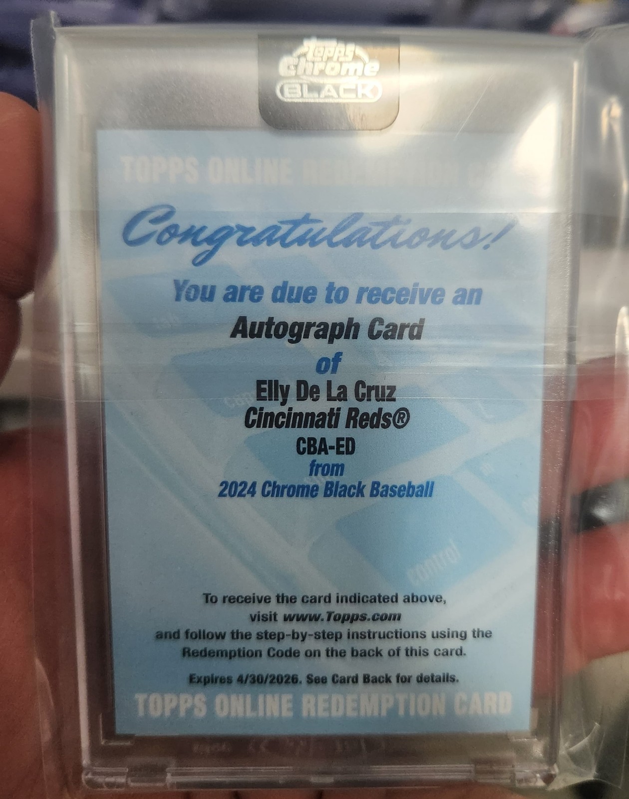 2024 Topps Chrome Black Redemption Elly De La Cruz Auto