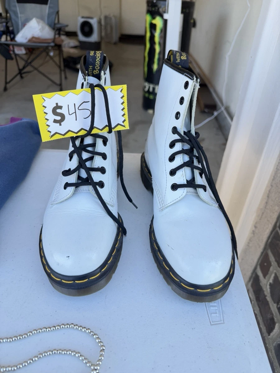 Dr. Martens Mens Size 12 2976 Bex White Leather Chelsea Boots Grunge Goth Punk Dr. Martens Low (1-1.9 in) Heel Height Chelsea Boots for  main image 4