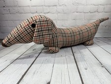 Plaid Weiner Dachshund Dog Plush 24  Heavy Langs UK Stuffed Animal Autumn Color