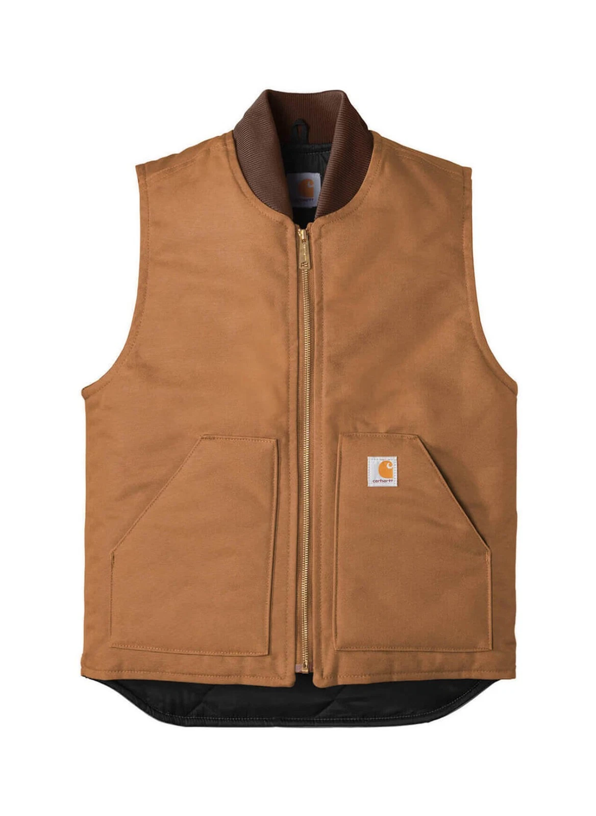 Carhartt Brown Relaxed Fit Firm Duck Insulated Ribbed Collar Vest Jacket SZ: 4XL
