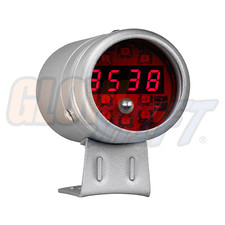 Glowshift Digital Tachometer Adjustable Shift Light - Silver Housing Red Led