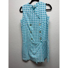 Vintage Montgomery Ward Romper Playsuit 60s Mod Plaid Teal White