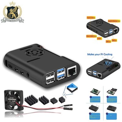Raspberry Pi 4 Case with Quiet Cooling Fan & Heatsink - Easy Access Design