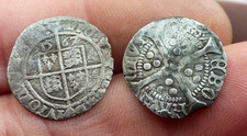 2 X HAMMERED SILVER COINS HENRY V PENNY & ELIZABETH I THREEPENCE.