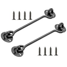 6" Door Lock Eye Latch, 2 Pack Barn Door Lock Gate Latch, Heavy Duty Solid Th...