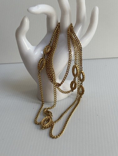 VTG VERY LONG 54” GOLD TONE NECKLACE WITH OVAL FILIGREE SPHERAS - Picture 11 of 17