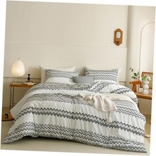 Black White Comforter Set 3Pcs Striped Bedding Comforter Sets Soft Queen Waves