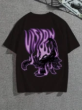 Men's Gothic Scorpion & Mad Demon Print T-Shirt - Streetwear Short Sleeve Round