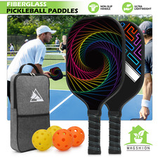 2 Player PICKLEBALL PADDLES SET Non-Slip Fiberglass Racket 4 Balls Storage Bag