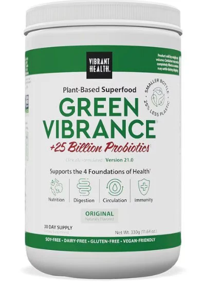 Polvo Vibrant Health Green Vibrance 330 gramos (11,64 oz) 30 días versión 21,0 Foto 2 de 4