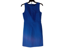 J.Crew Womens Shift Blue Dress  Round Neck Sleeveless Back Zip Minimalist Size 8