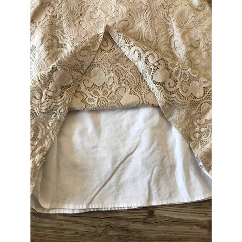 New York & Company Lace Skirt Cream Lined Mini Skirt Sz 10 - Picture 4 of 6
