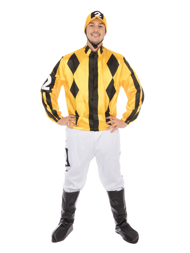 Jockey Costume Adults Mens Horse Riding Fancy Dress Outfit Races Outfit - Picture 2 of 3