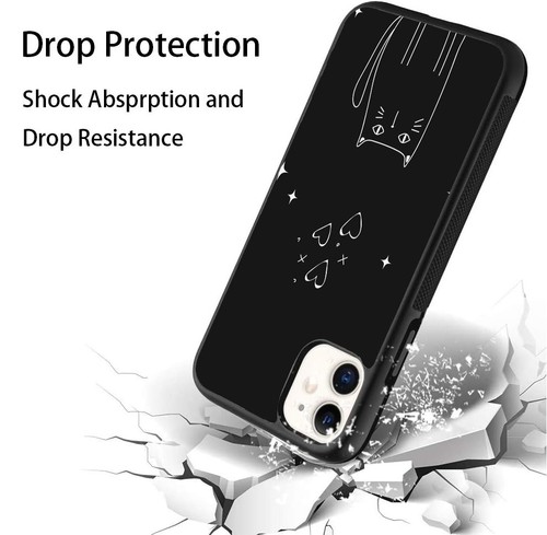 For iPhone SE XS XR Max 5 6 7 8 Plus kitten cat silhouette Pattern Hybrid Covers - Picture 9 of 25