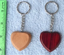Lot of 2 wood heart shape key chains red  blonde color new