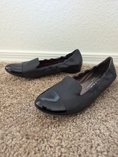 AGL Attilio Giusti Leombruni Black Elasticized Topline Captoe Ballet Flat Sz 8
