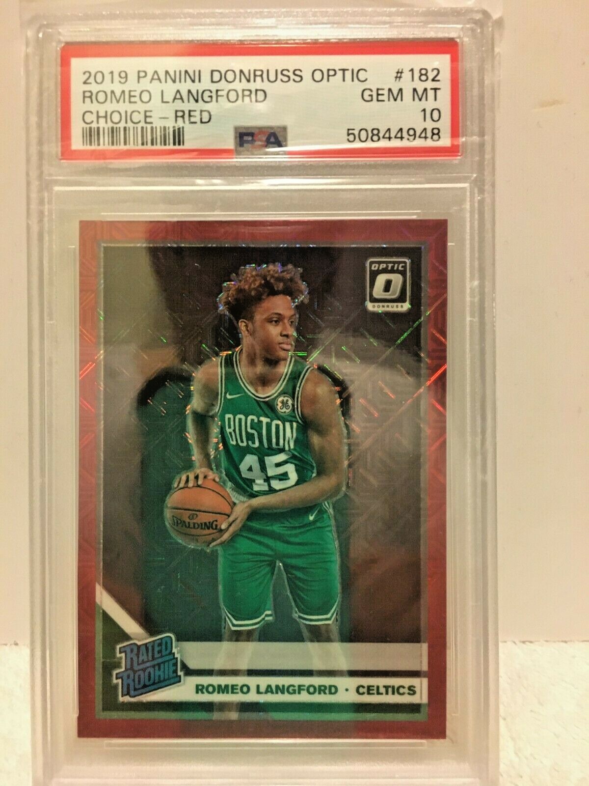 PSA 10 2019-20 Panini Romeo Langford Optic Rated RC Rookie #182 Choice Red 17/88