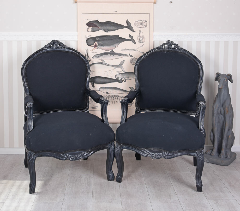 Fauteuil Baroque Blanc Accoudoirs de Chaise Antique Rokoko Kaminsessel