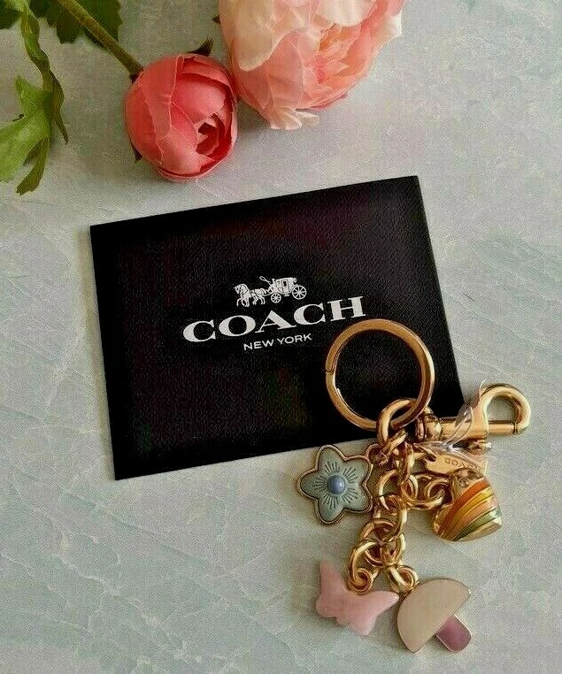 Coach Garden Cluster Multi Mix Bag Charms Key Ring New with Tag C7804