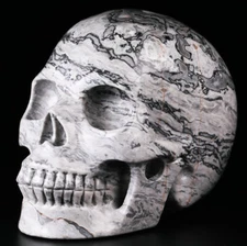 Huge 5.0" Picasso Jasper Carved Crystal Skull, Realistic, Crystal Healing