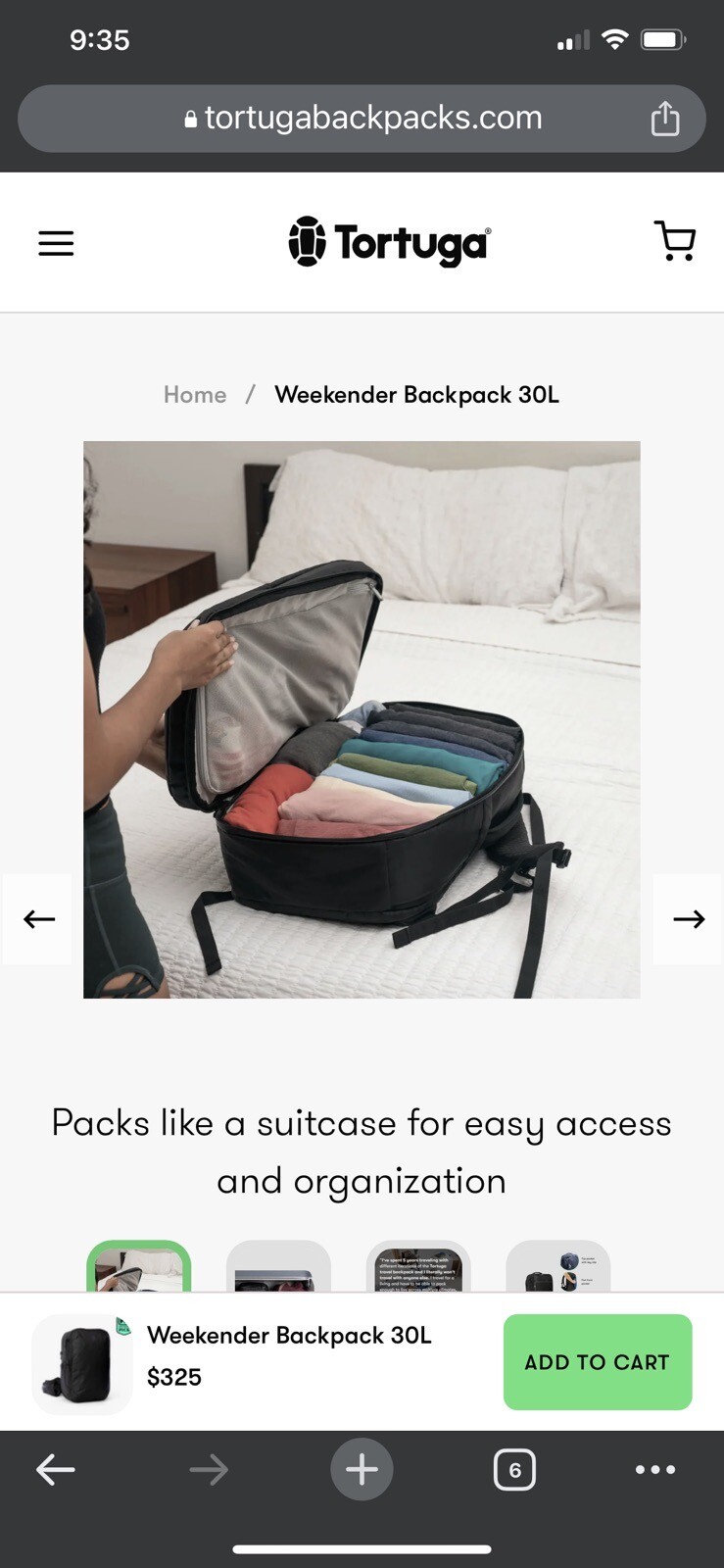Tortuga travel backpack 35L