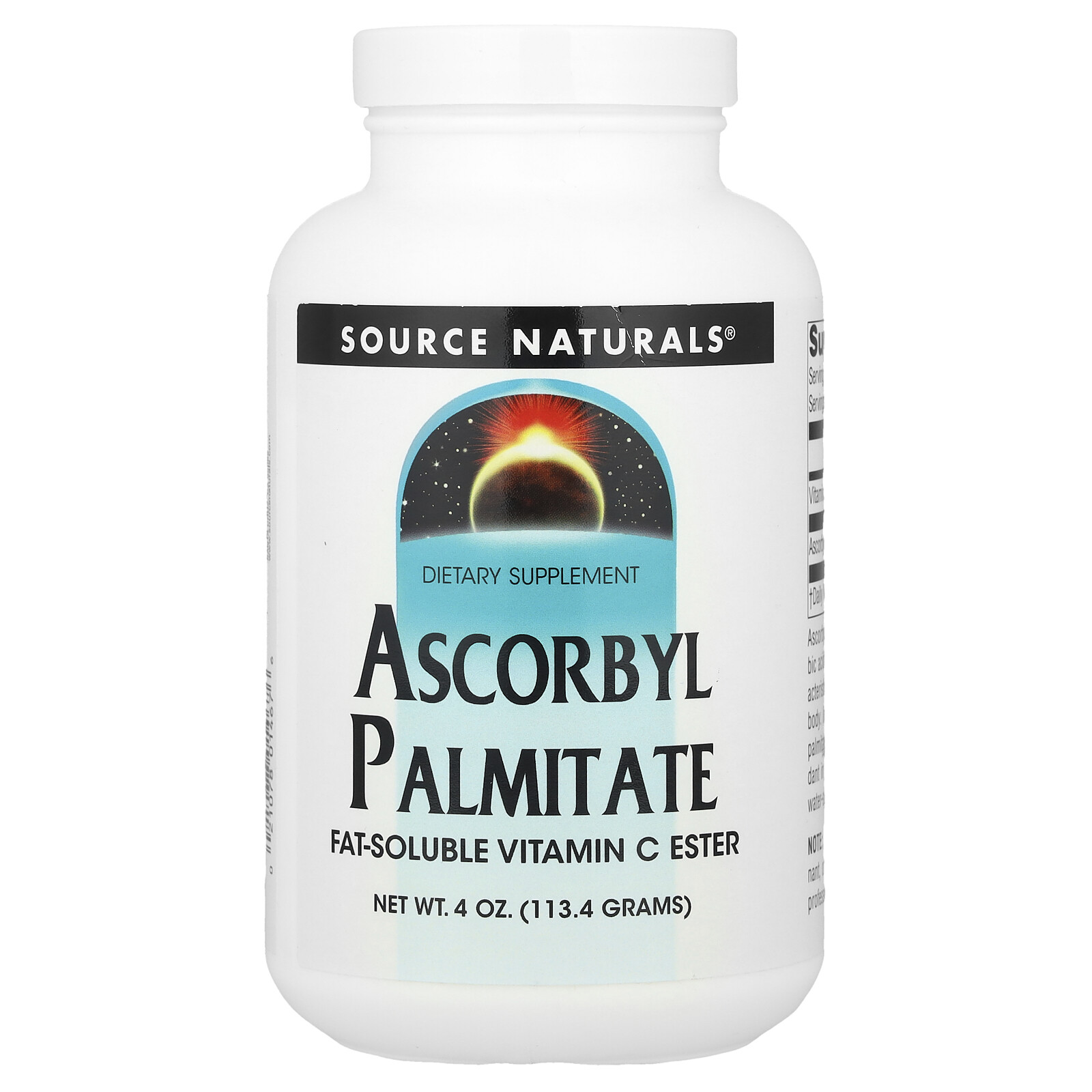 Source Naturals Аскорбилпальмитат 4 унции 113 г 4 г порошка без молока и яиц,