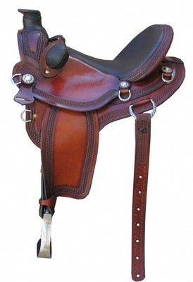 Selle Western Wade Tree A Fork - Cuir, Main Toolée, Tailles 12 à 18 Pouces