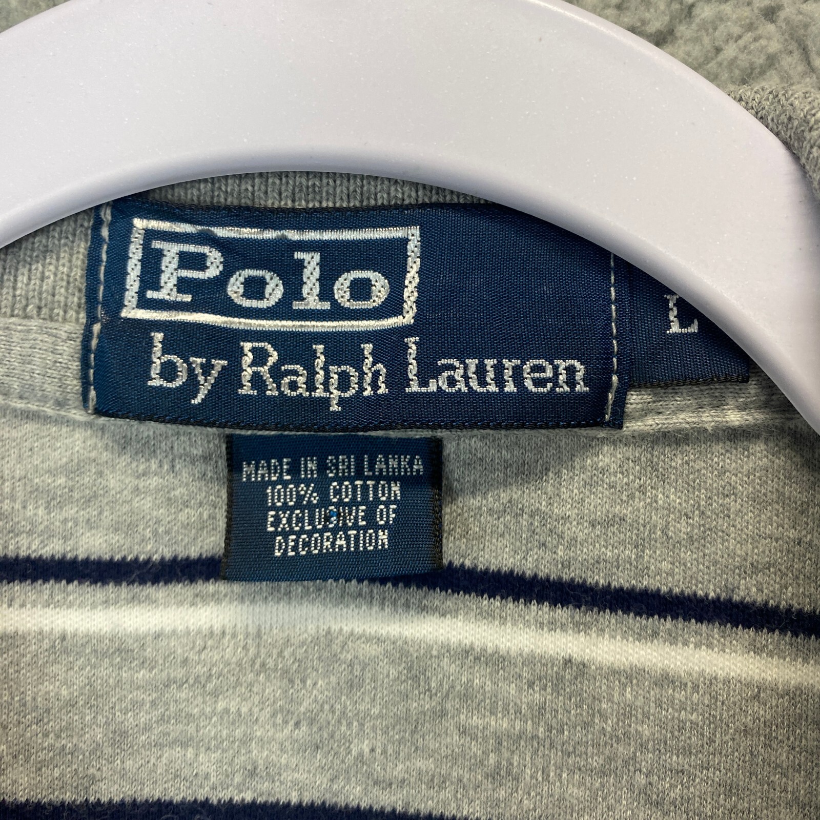 Polo Ralph Lauren uomo grande grigia a righe pony casual camicia manica