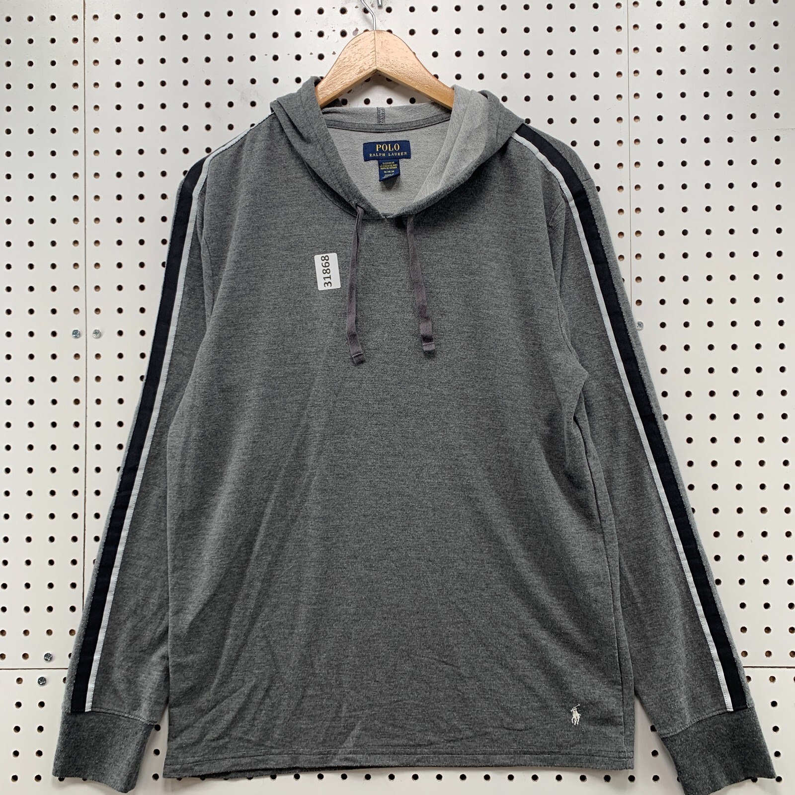 Polo Ralph Lauren Felpa con Cappuccio Grigia Uomo M Bianco Pony 21x27