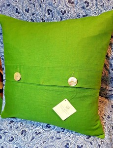 Pottery Barn 18x18 Linen Pillow Cover Button Closure Bright Green
