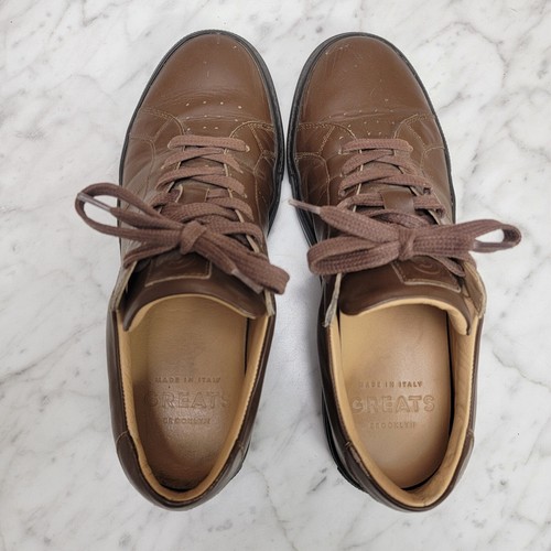 Men's 8 M Greats Brooklyn The Royale Sneakers Shoes Brown Leather Made in Italy - Picture 6 of 11