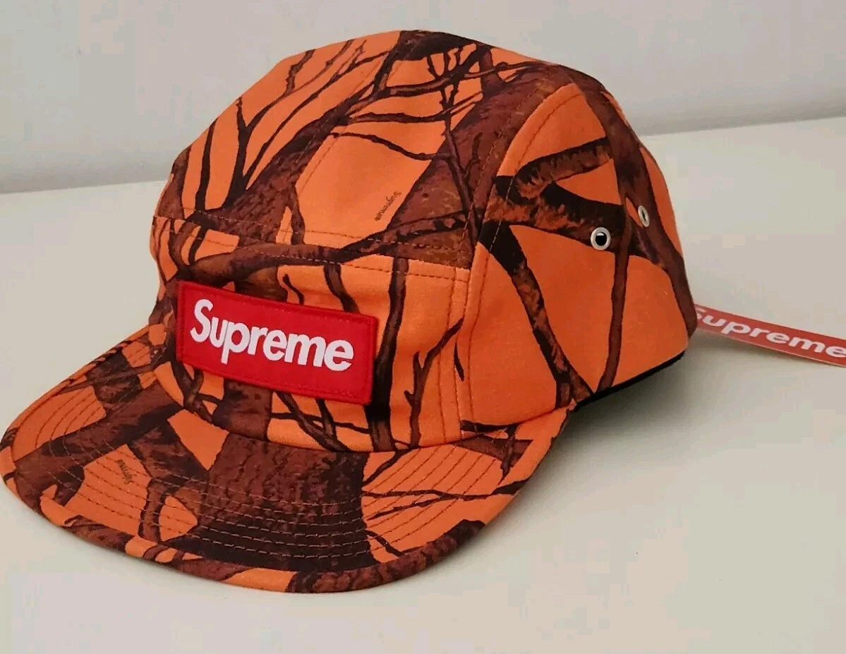 Casquette de camp FW12 Supreme Tree Camo orange chapeau vintage de 2012 boîte logo très rare