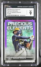 2023 Bowman Platinum Precious Elements PE-18 Jackson Chourio Purple CGC Mint 9