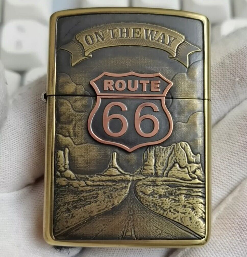 New Zippo oil Lighter ROUTE 66 gold with box | eBay New Zippo oil Lighter ROUTE 66 gold with box | eBay