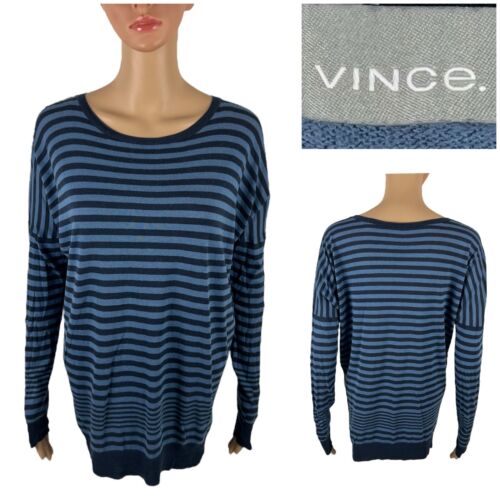 Vince Womens Medium Silk Cashmere Oversized Strip… - image 1