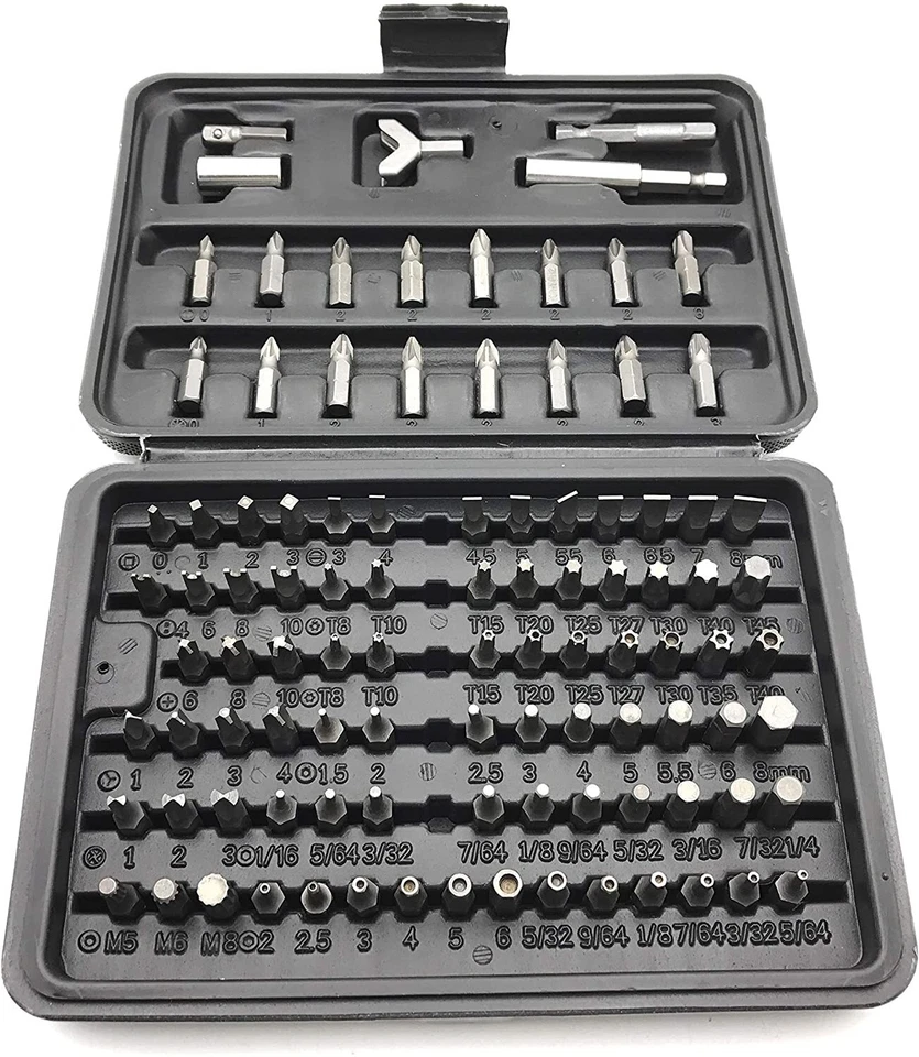 100pc Security Bit Set Torx Star Tamper Screws Hex Key Tri Wing Phillips Slotted - Image 2 of 2