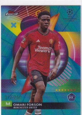Topps Finest Champions League 2024 No. 65 Omari Forson Aqua Rookie 12/250