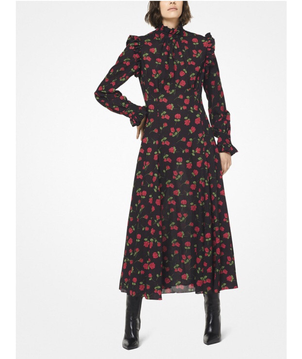 MICHAEL KORS COLLECTION Rose Crushed Georgette Dress