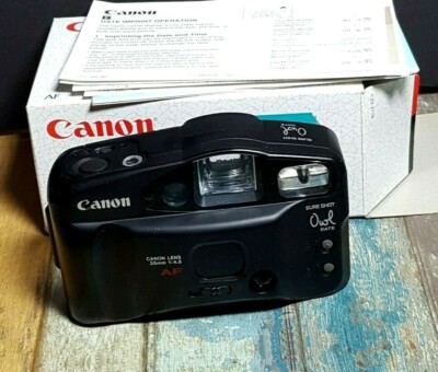 CANON SURE SHOT OWL AF compact 35mm film camera with original box 1221brcs5