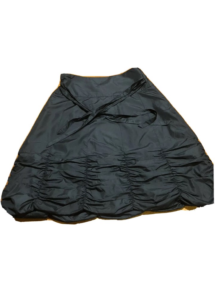 Black A- Line Skirt With Bottom Drape Good Condition SizeL Zip On The Side