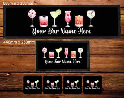 Personalisierte Bar Läufer Matte - Neuheit Bier Geschenke für Zuhause Pubs Bars - Text hinzufügen