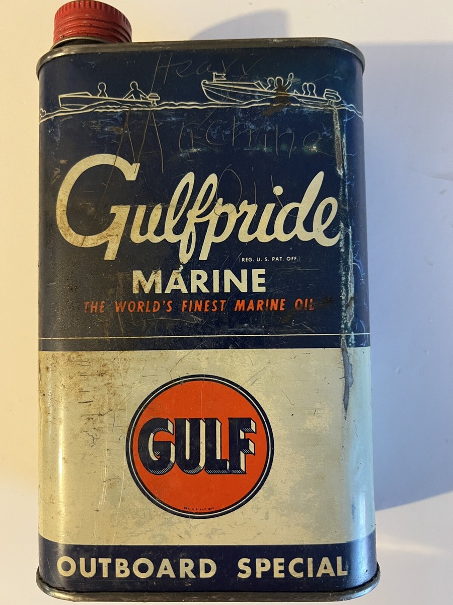 【1940-50s USA vintage】Gulf オイル缶 ガルフビンテージ 1940's - 50's Vintage Gulfpride Marine Outboard Motor Oil 1 Quart