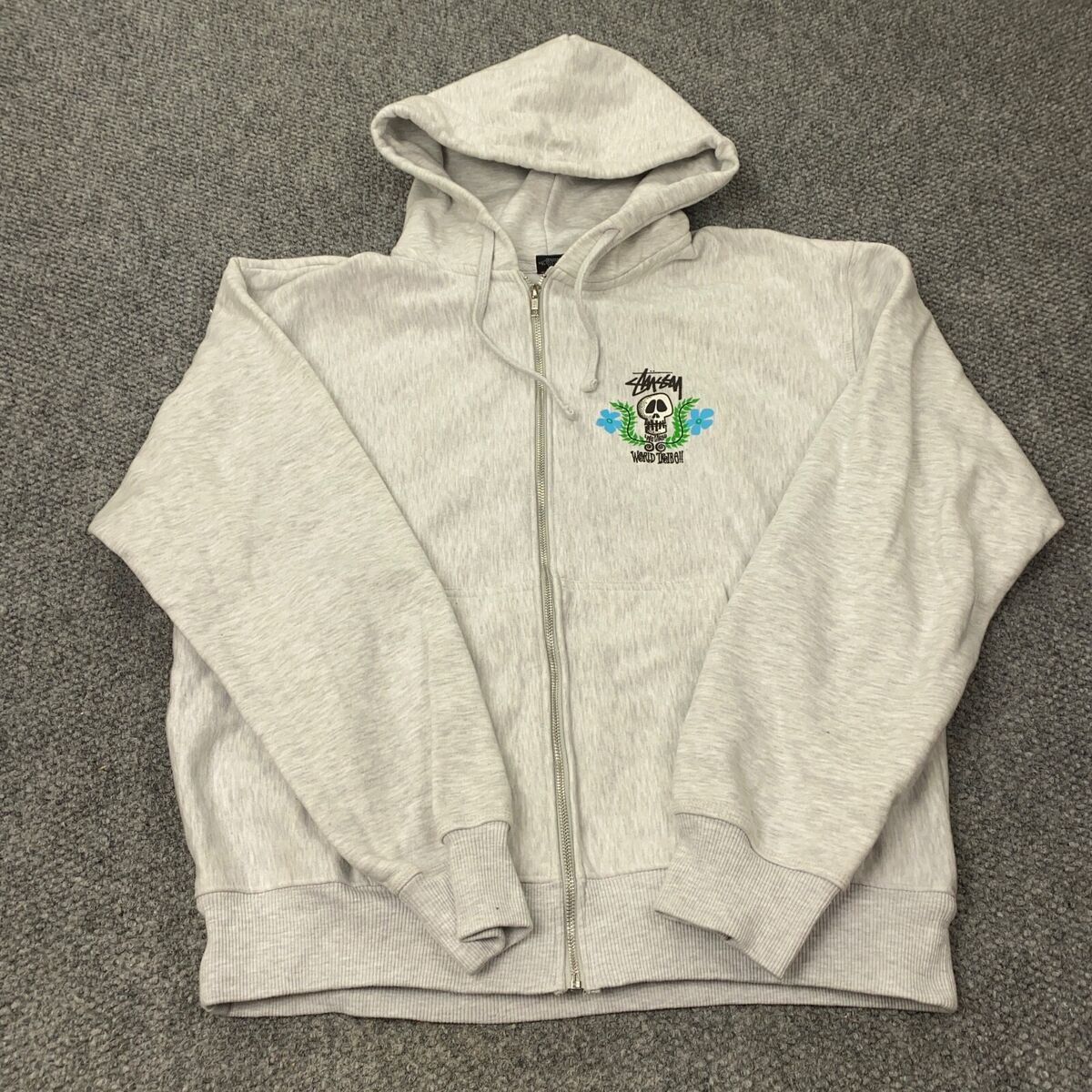 Stussy Skull Crest Zip Hoodie Mens XL Ash Heather Gray Stussy Skull Crest Zip Hoodie Mens XL Ash Heather Gray