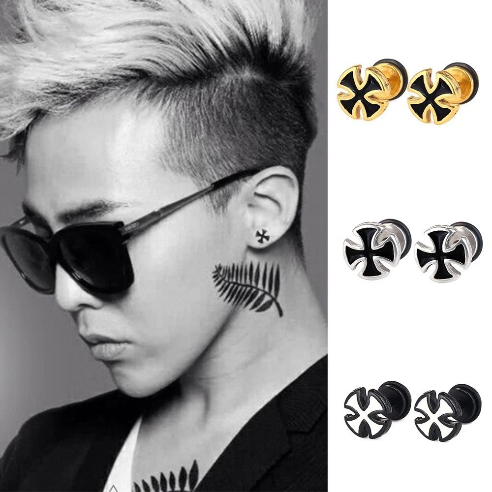 Solid Color Knights Templar Cross Earrings Korean Style Punk Women