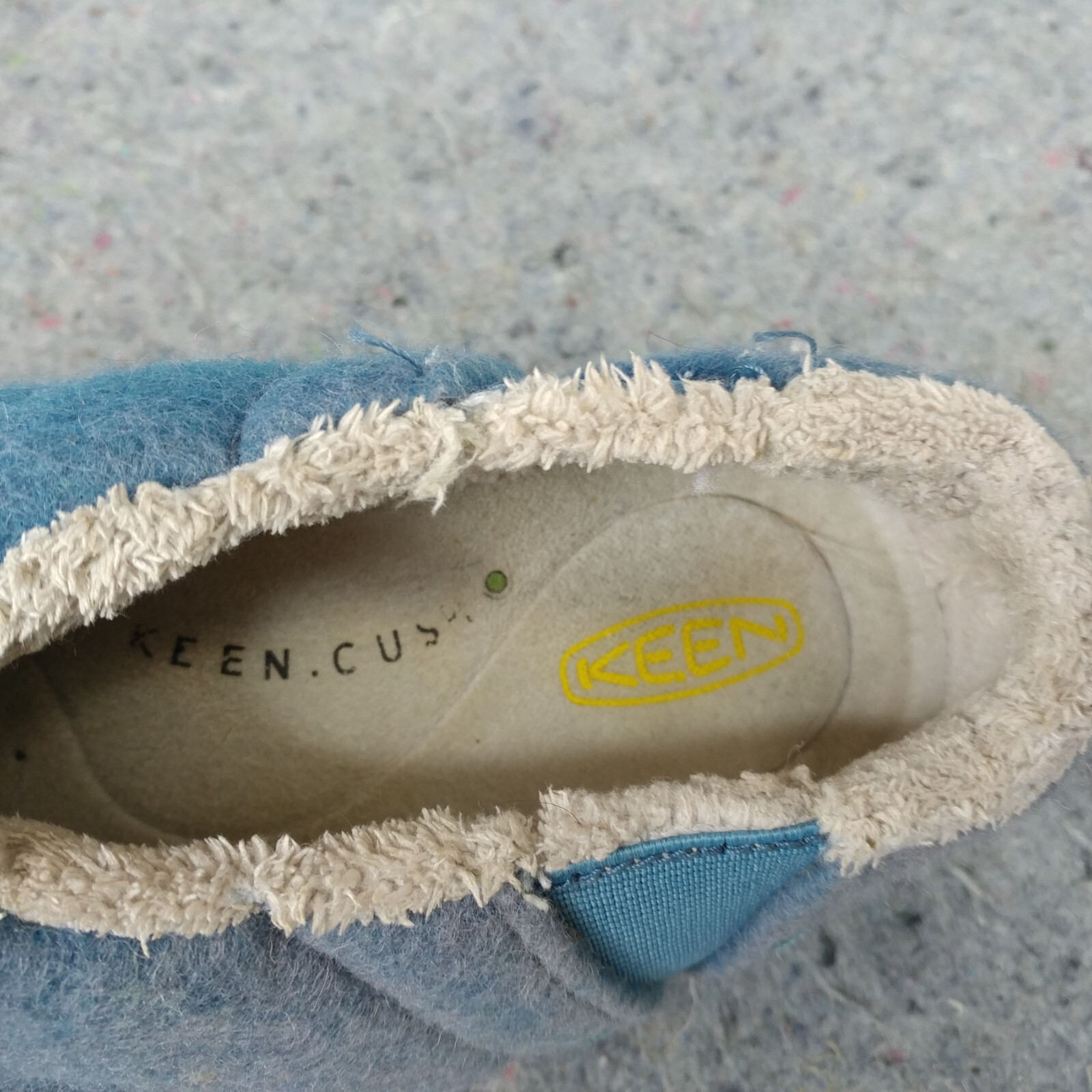 Scarpe slip on Keen Howser II donna taglia 6 foderate blu zoccoli ciabatte feltro