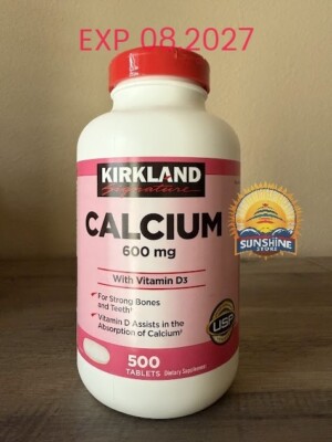 Kirkland Signature Calcium 600 mg with Vitamin D3, 500 Tablets EXP 08.2027 NEW